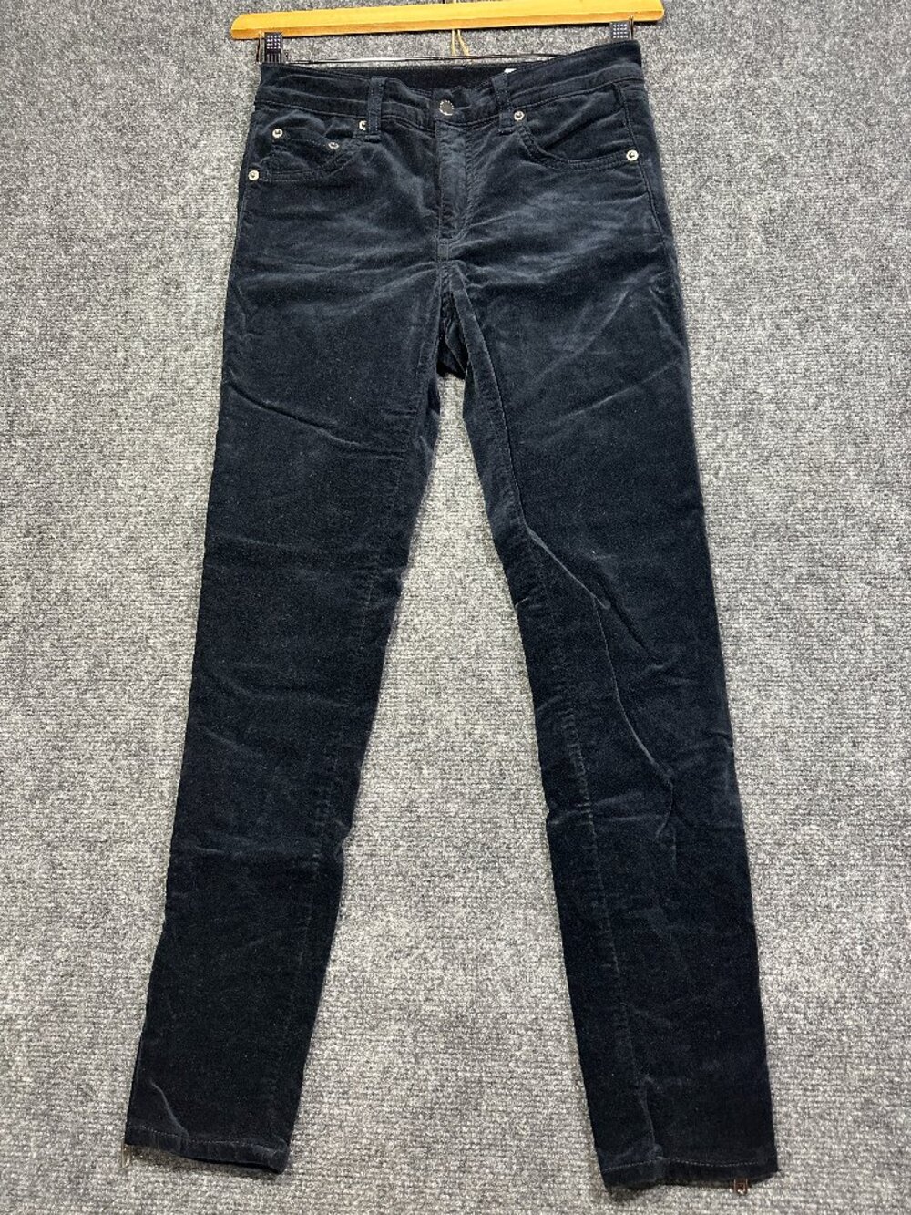 Rag & Bone Jean Womens 26 Navy Velvet Skinny 5 Pocket Style Zip Ankle Stretch